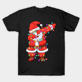 Funny Dabbing Santa Christmas Tree Lights T-Shirt